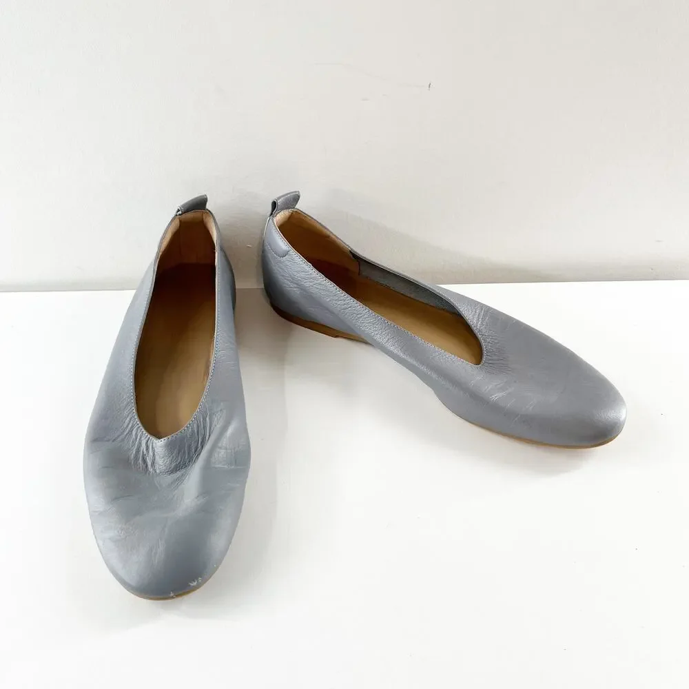 Everlane The Day Glove Leather Ballet Flats Shoes Gray Blue 8